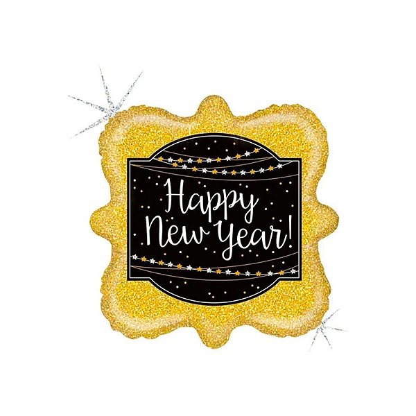 Balão De Festa Metalizado 18'' 46cm - Glittering Happy New Year - 1 unidade - Rizzo