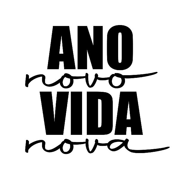 Transfer Para Balão Lettering - Ano Novo, Vida Nova - Preto - 1 unidade - Rizzo