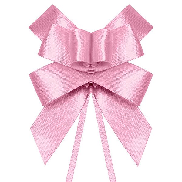 Laço Fácil de Fita de Cetim - Rosa Claro - 22mm - 5 unidades - Progresso - Rizzo