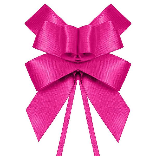 Laço Fácil de Fita de Cetim - Rosa Neon - 22mm - 5 unidades - Progresso - Rizzo