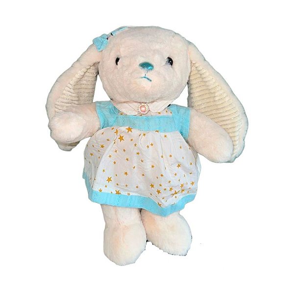 Coelha de Pelúcia com Vestido Estrelado - 33cm - 1 unidade - Rizzo