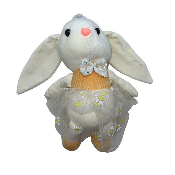 Coelha de Pelúcia Saia Margarida - Amarelo - 31cm - 1 unidade - Rizzo