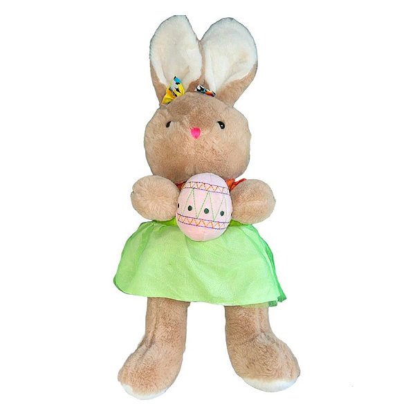Coelha de Pelúcia com Ovo da Páscoa - Verde - 42cm - 1 unidade - Rizzo