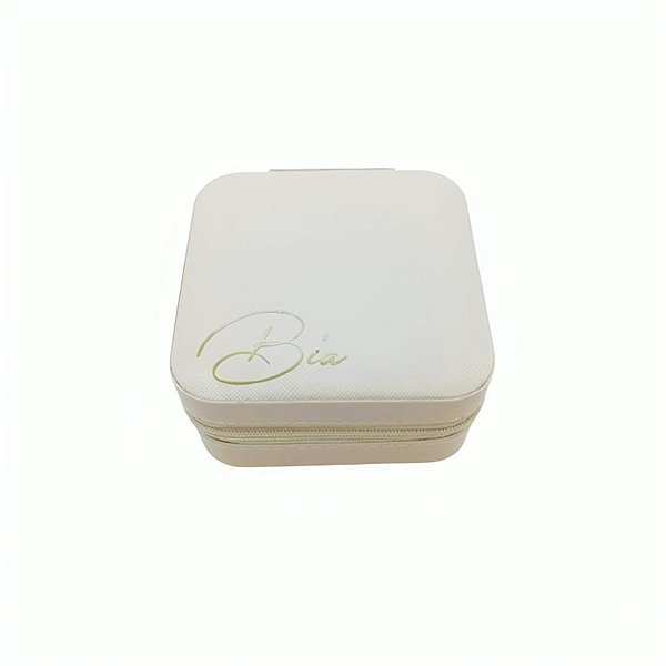 Mini Porta Joias Personalizado - Nome Elegante - Off White - 1 unidade - Rizzo