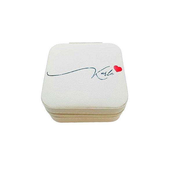 Mini Porta Joias Personalizado - Nome com Coração - Off White - 1 unidade - Rizzo