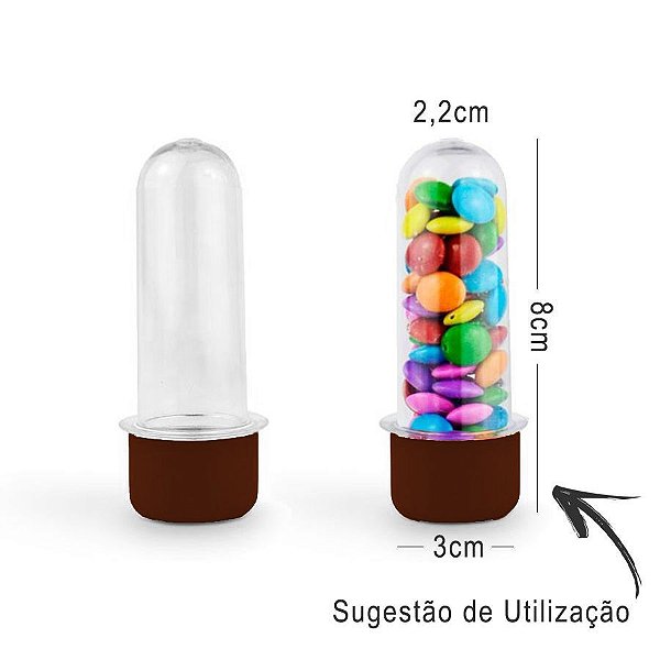 Mini Tubete Lembrancinha 8cm 10 unidades - Marrom - Rizzo Embalagens e Festas