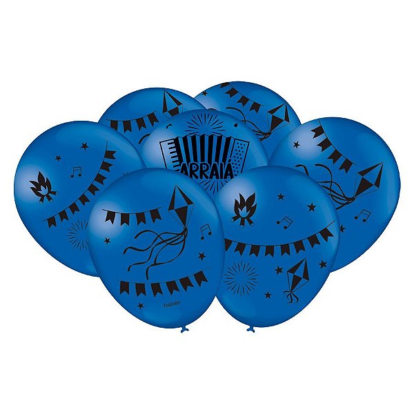 Balão Especial 9" Azul - Festa Junina - 25 unidades - FestColor - Rizzo