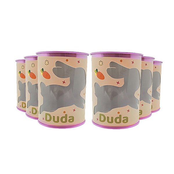 Tubo Lata com Visor Coelhinho 8,5x6,3cm - Rosa - 6 unidades - Rizzo Personalizado