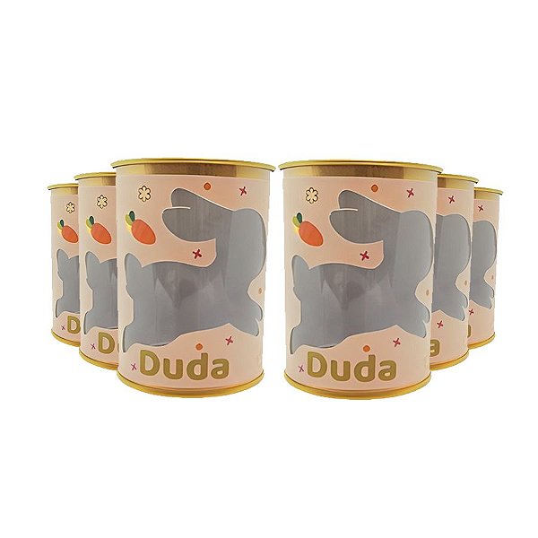 Tubo Lata com Visor Coelhinho 8,5x6,3cm - Ouro - 6 unidades - Rizzo Personalizado