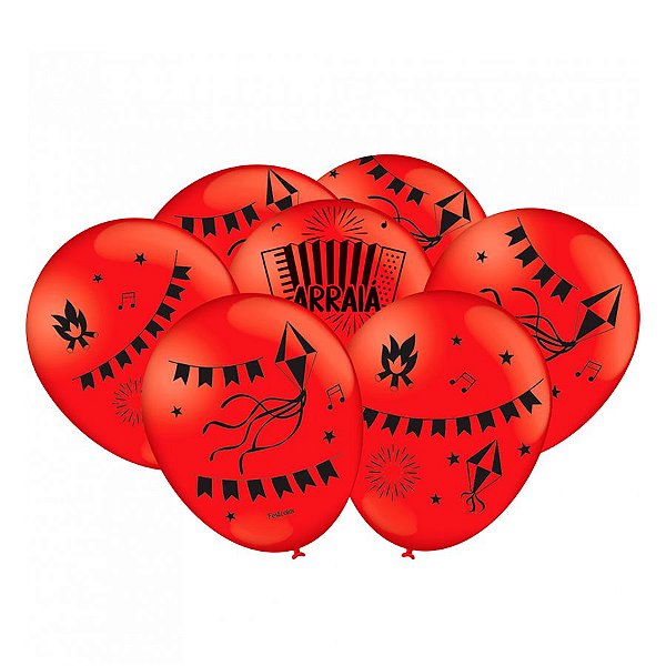 Balão de Festa Decorado Especial 9" 23cm - Junino - 25 unidades - FestColor - Rizzo