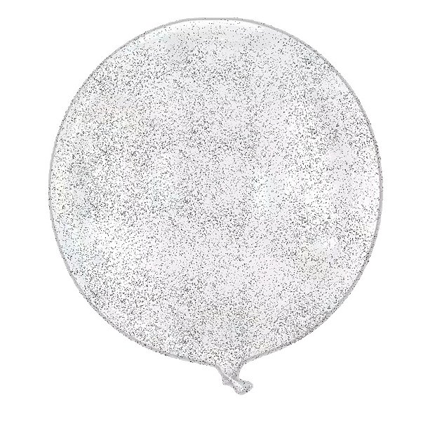 Balão Bubble Transparente com Glitter Prata - 11" 26cm - 1 unidade - Rizzo