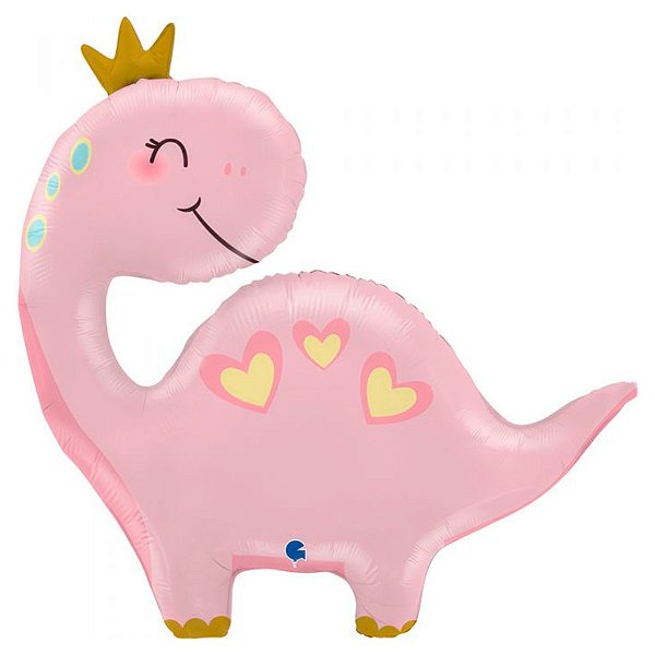 Balão de Festa Metalizado 28" 71cm - Pink Dino - 1 unidade - Rizzo