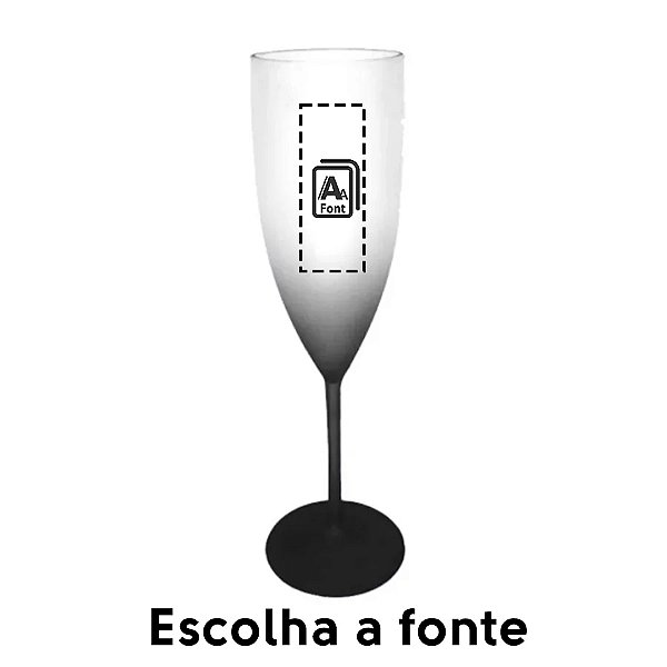 Taça de Champanhe c/ Nome - Preto - 1 unidade - Rizzo Personalizado