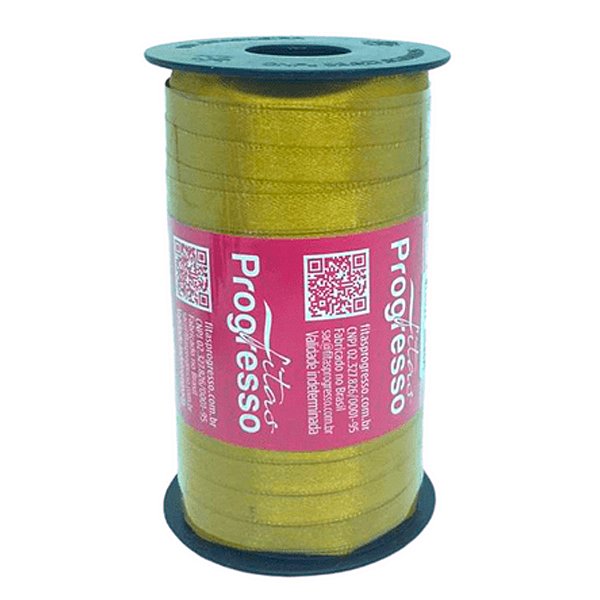 Fita de Cetim Carretel 7mm N°00 100m Cor 1353 Dourado - 1 unidade - Progresso - Rizzo