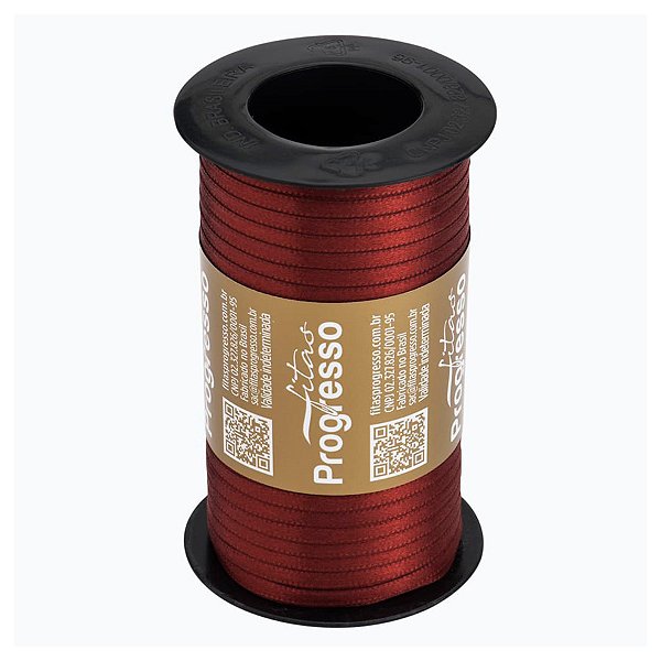 Fita de Cetim Carretel T900/000 4mm - 100m Cor 1383 - Terra  - 1 unidade - Fitas Progresso - Rizzo