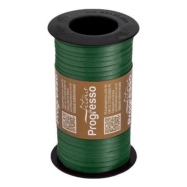 Fita de Cetim Carretel T900/000 4mm - 100m Cor 2059 Verde Oliva - 1 unidade - Fitas Progresso - Rizzo