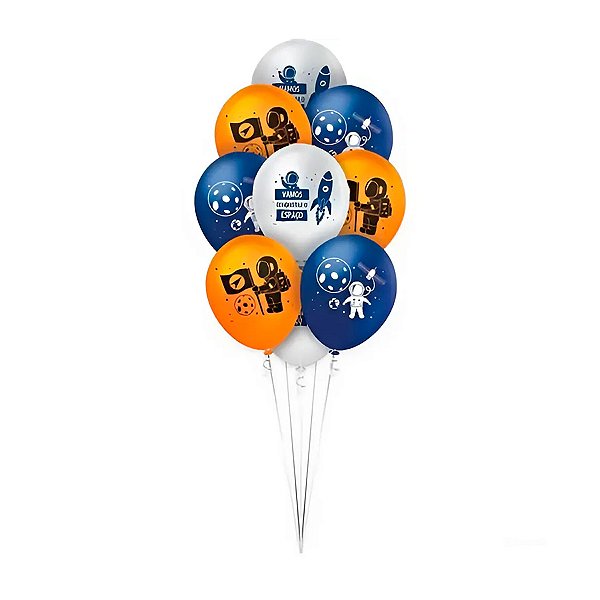 Balão de Festa Decorado 9" 23cm - Espacial - 25 unidades - Regina - Rizzo