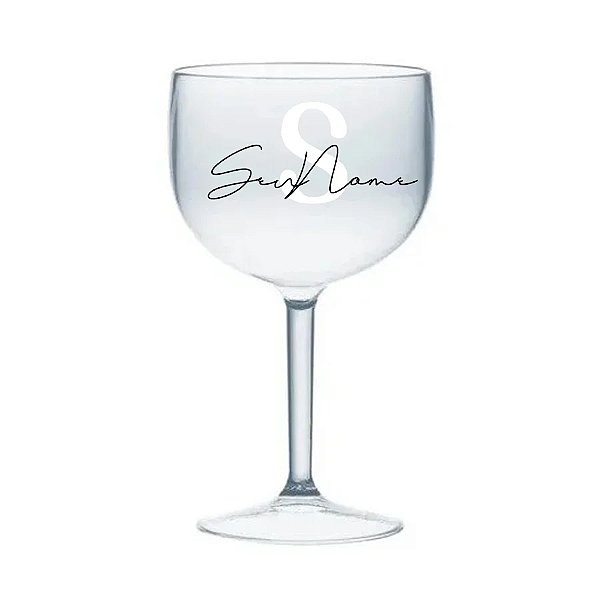 Taça de Gin c/ Nome e Inicial em Destaque - Cristal - 1 unidade - Rizzo Personalizado