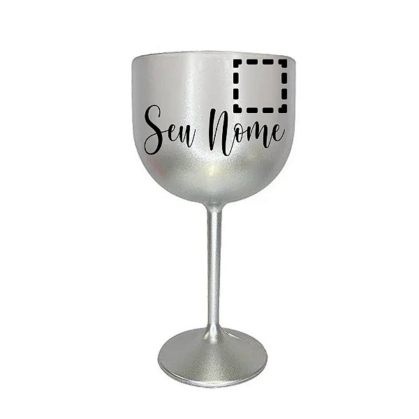 Taça de Gin c/ Nome e Figura - Prata  - 1 unidade - Rizzo Personalizado