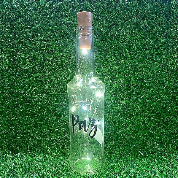 Garrafa Long Neck de Vidro com Rolha LED - Paz - 01 unidade - Rizzo