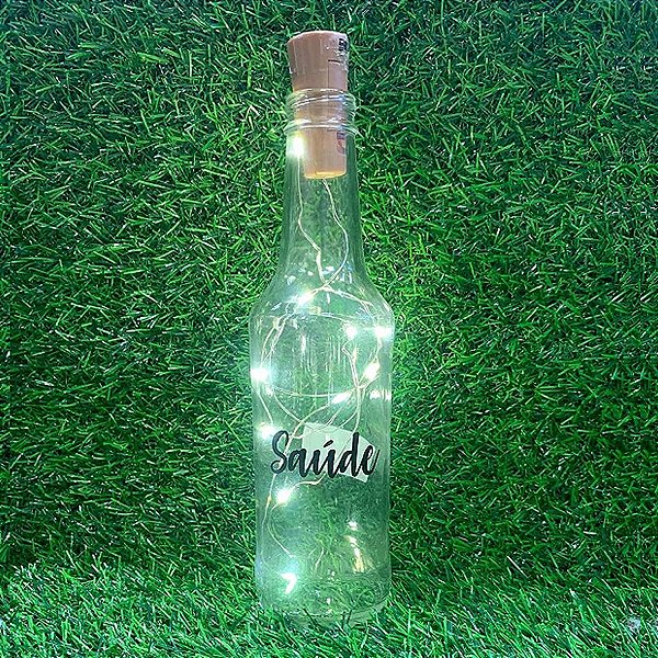 Garrafa Long Neck de Vidro com Rolha LED - Saúde - 01 unidade - Rizzo