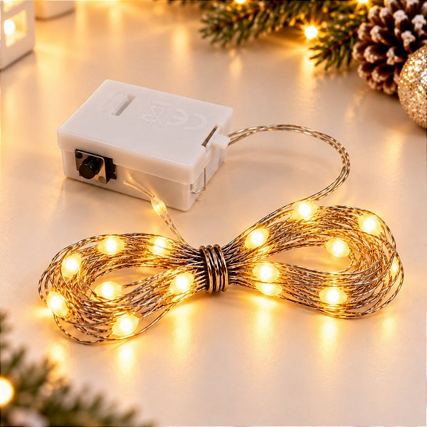 Cordão de Led Fio de Fada - Amarelo - 1,80m - 1 unidade - Rizzo