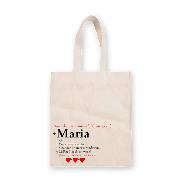 Sacola de Algodão Cru Personalizada - Sinônimos de Amor - 22cm x 33cm - 1 unidade - Rizzo