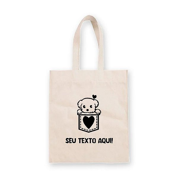 Sacola de Algodão Cru Personalizado Love Dog - 22cm x 33cm - 1 unidade - Rizzo