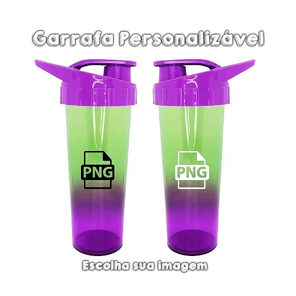 Garrafa Ice para Personalizar c/ Imagem - Verde e Roxo Brilhante  - 1 unidade - Rizzo Personalize