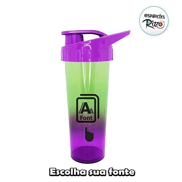Garrafa Ice para Personalizar c/ Nome - Verde e Roxo Brilhante   - 1 unidade - Rizzo Personalizado