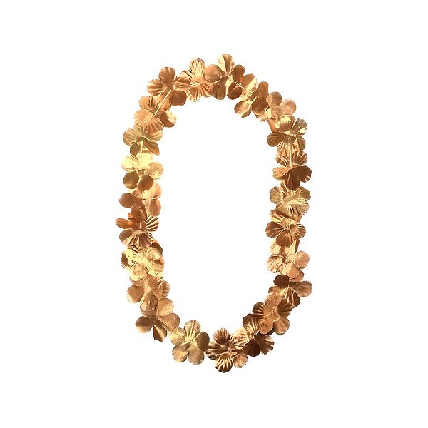 Colar Havaiano Flor Simples - Dourado - 35cm - 1 unidade - Rizzo