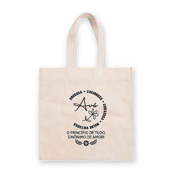 Sacola de Algodão Cru Personalizada Avó Amorosa - 22x33cm - 1 unidade - Rizzo