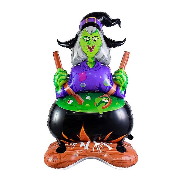 Balão de Festa Metalizado 115cm - Caldeirão Halloween - 1 unidade - Rizzo