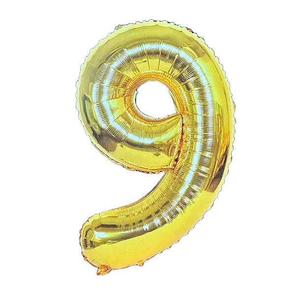 Balão de Festa Metalizado 55" 1,40cm - N°9 - Dourado  - 1 unidade - Rizzo