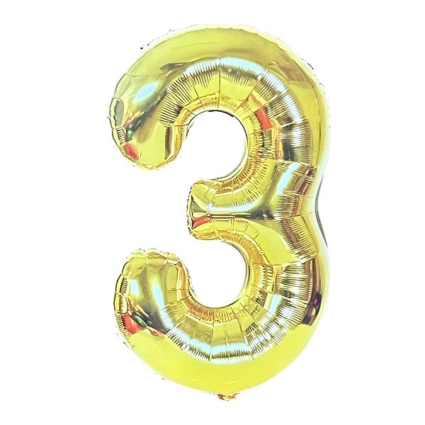 Balão de Festa Metalizado 55" 1,40cm - N°3 - Dourado  - 1 unidade - Rizzo