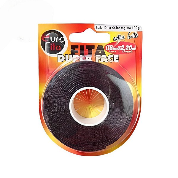 Fita Dupla Face Extra Forte Vermelho/Preto - 18mm x 2,20m - 1 unidade - Rizzo