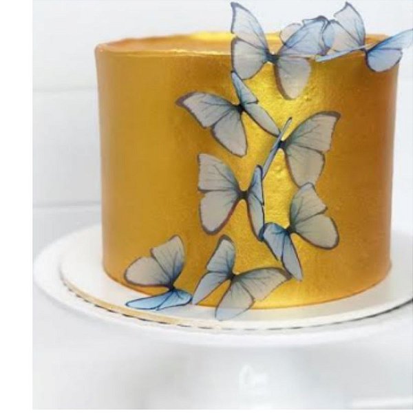 Enfeite decorativo Borboleta Tecido Azul - 10uns - Rizzo Confeitaria