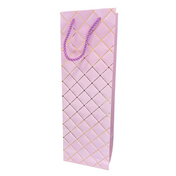 Sacola de Papel para Bebida Almofadada - Lilás - 36x12x9cm - 1 unidade - Rizzo