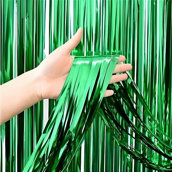 Cortina Decorativa Metalizada Verde 1x2m - 1 unidade - Rizzo