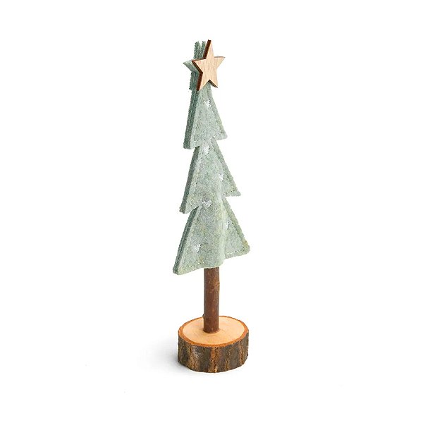 Árvore Decorativa Natalina de Madeira e Feltro - Cinza - 20cm  - 1 unidade - Cromus