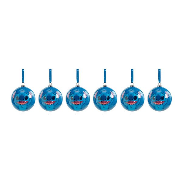 Bola de Natal Decorada - Stitch - 6cm - 6 unidades - Cromus - Rizzo