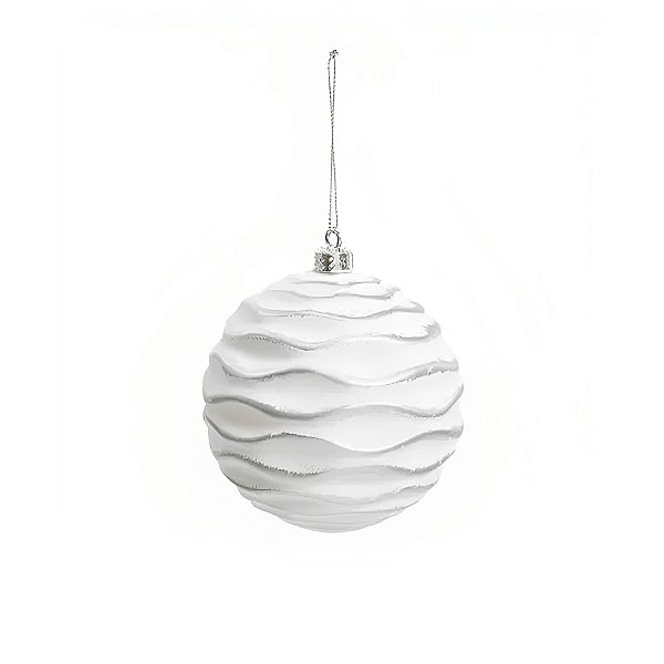 Bola de Natal Decorada - Branca e Prata - 10cm - 4 unidades - Cromus - Rizzo