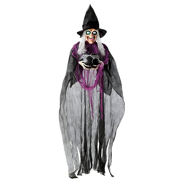 Enfeite Decorativo Halloween - Bruxa Cordélia - 1,83m - Som, Luz e Movimento - 1 unidade - Cromus - Rizzo