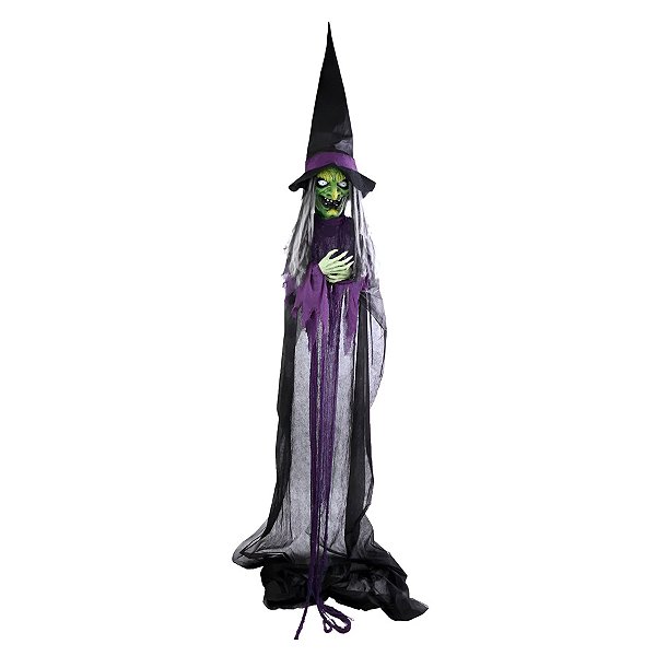 Enfeite Decorativo Halloween - Bruxa Vanda - 1,20m - Som e Luz - 1 unidade - Cromus - Rizzo