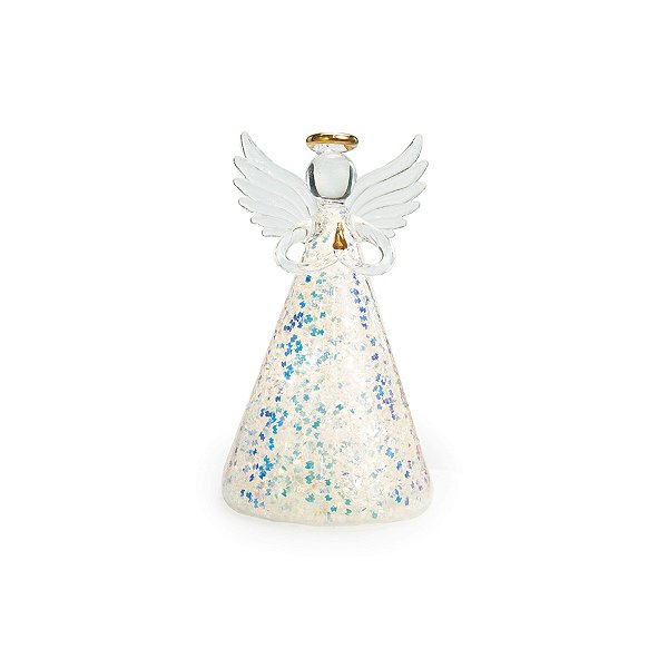 Enfeite de Natal - Anjo Vidro com LED - 17cm - 1 unidade - Cromus - Rizzo