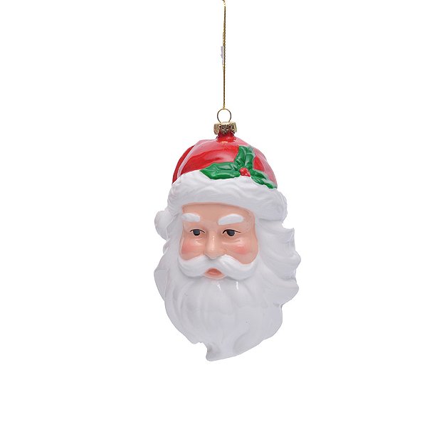 Enfeite de Natal para pendurar - Rosto Papai Noel - 14cm - 1 unidade -  - Rizzo