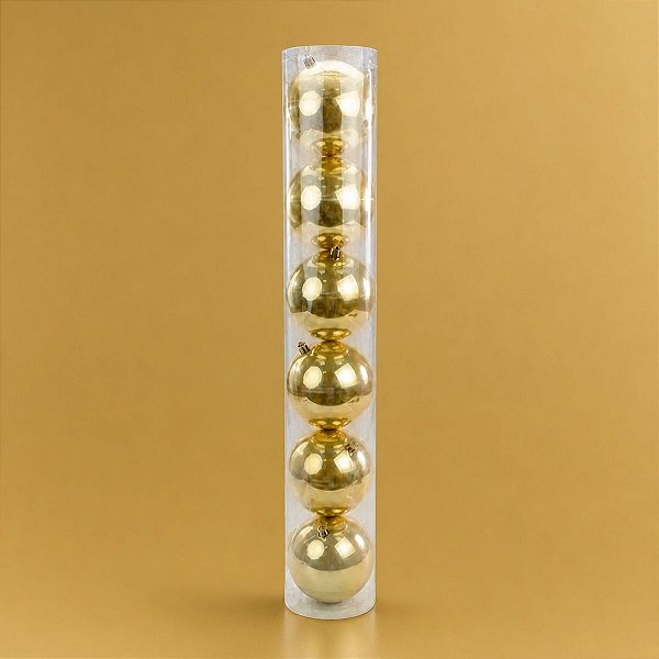 Bola de Natal em Tubo - Perolado Ouro - 5cm - 6 unidades - Cromus - Rizzo