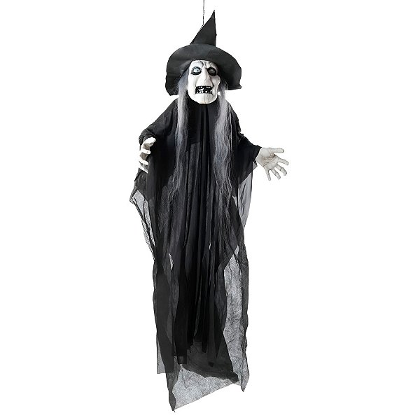 Enfeite Decorativo Halloween - Bruxa Eugênia - 1,40m - Som, Luz e Movimento - 1 unidade - Cromus - Rizzo