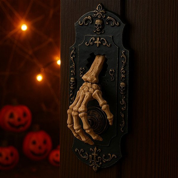 Enfeite Decorativo de Halloween Com  Som, Luz e Movimento - Maçaneta do Terror - 30cm - 1 unidade - Cromus - Rizzo