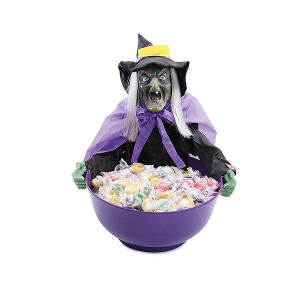 Petisqueira Decorativa Halloween -  Bruxa Abigail - Som, Luz e Movimento - 1 unidade - Cromus - Rizzo